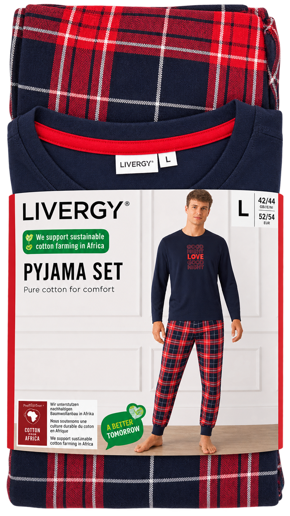 Livergy Men’s Pyjama Set – Navy & Red Plaid