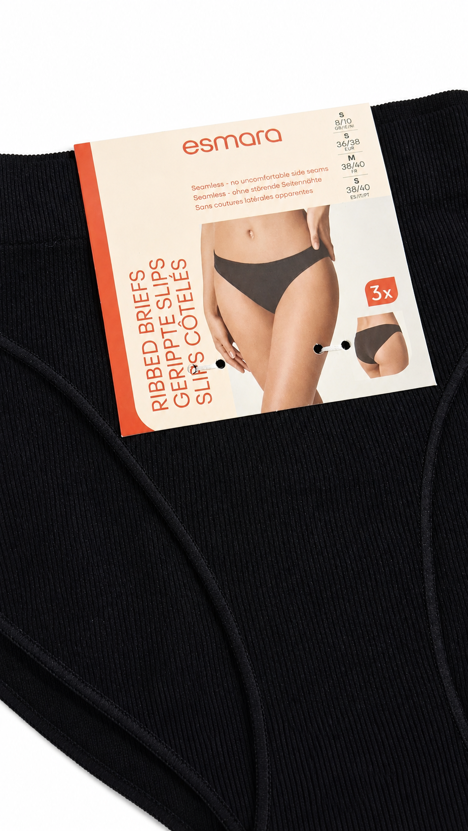 Esmara Women’s 3-Pack Ribbed Briefs - Black