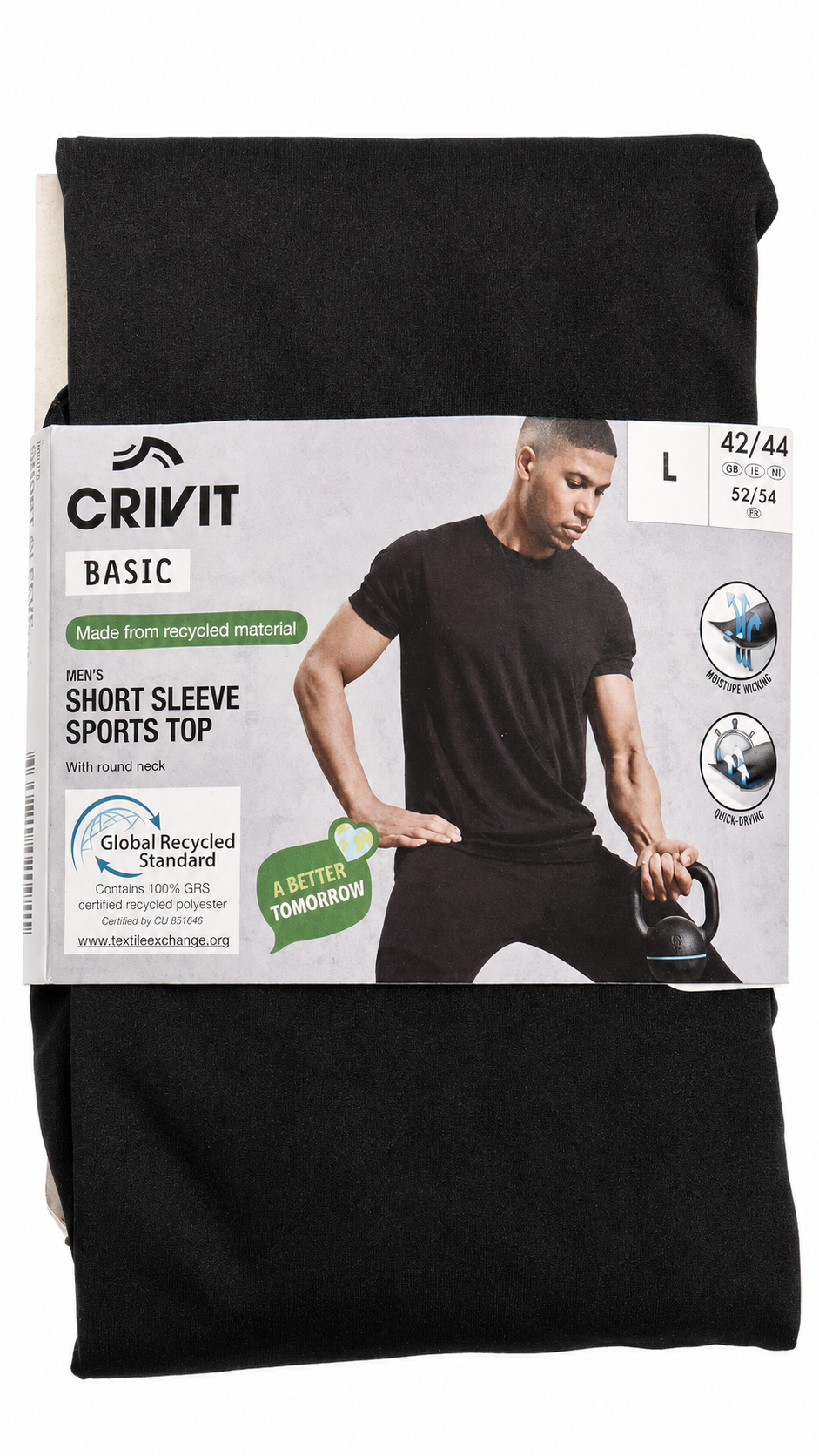 Crivit Men’s Short Sleeve Sports Top - Black