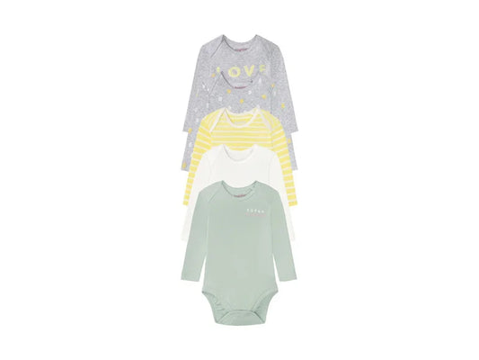 Lupilu Baby Long-Sleeve Bodysuits – 5 Pack