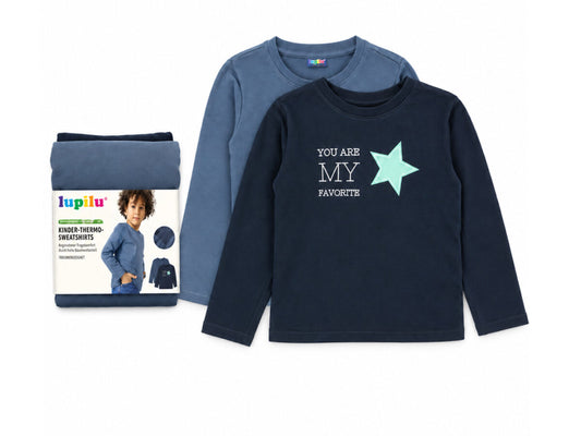 Lupilu Kids’ Thermal Sweatshirts 2-Pack – Navy & Blue