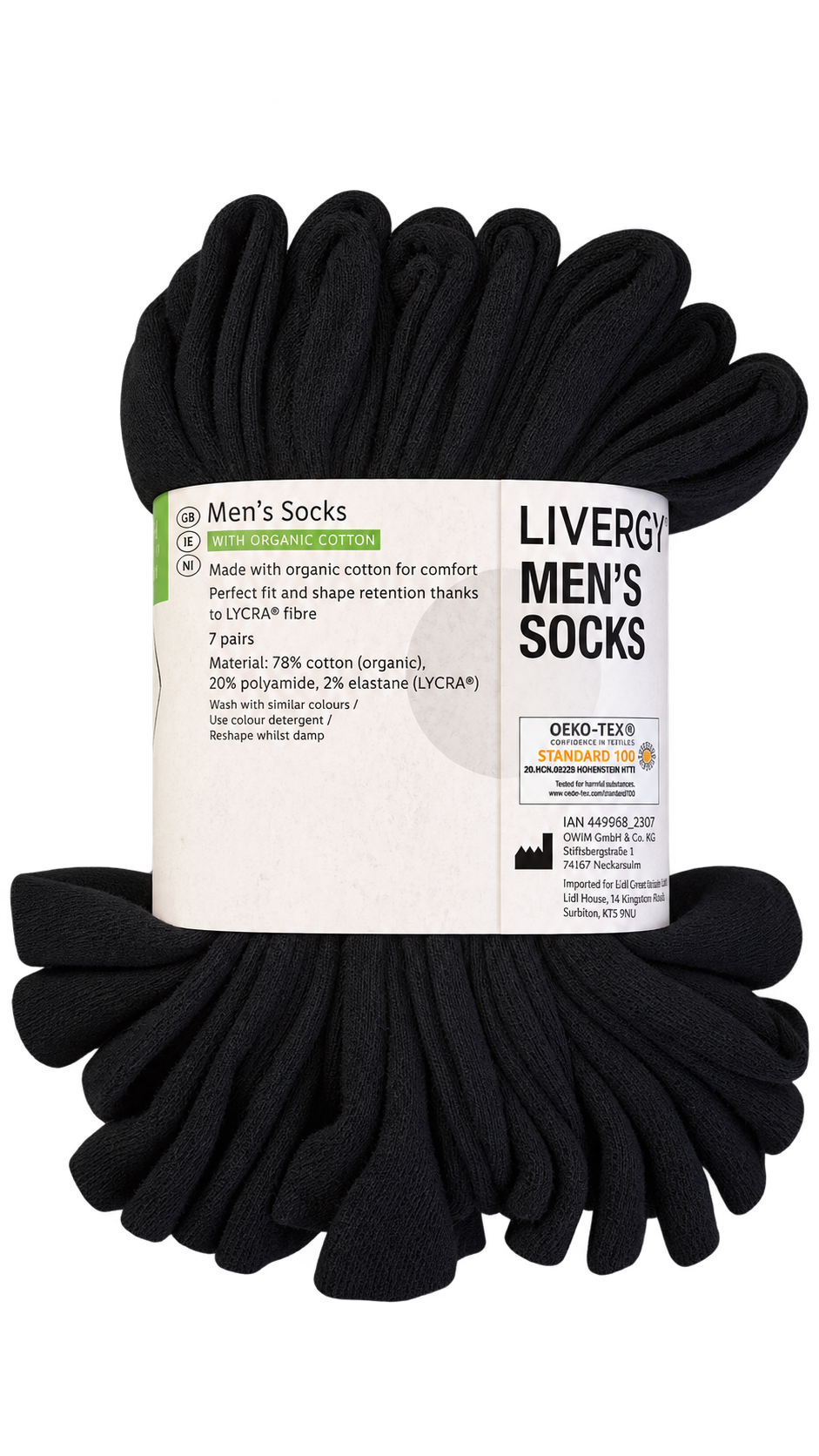 Livergy Men’s Socks 7-Pack – Black
