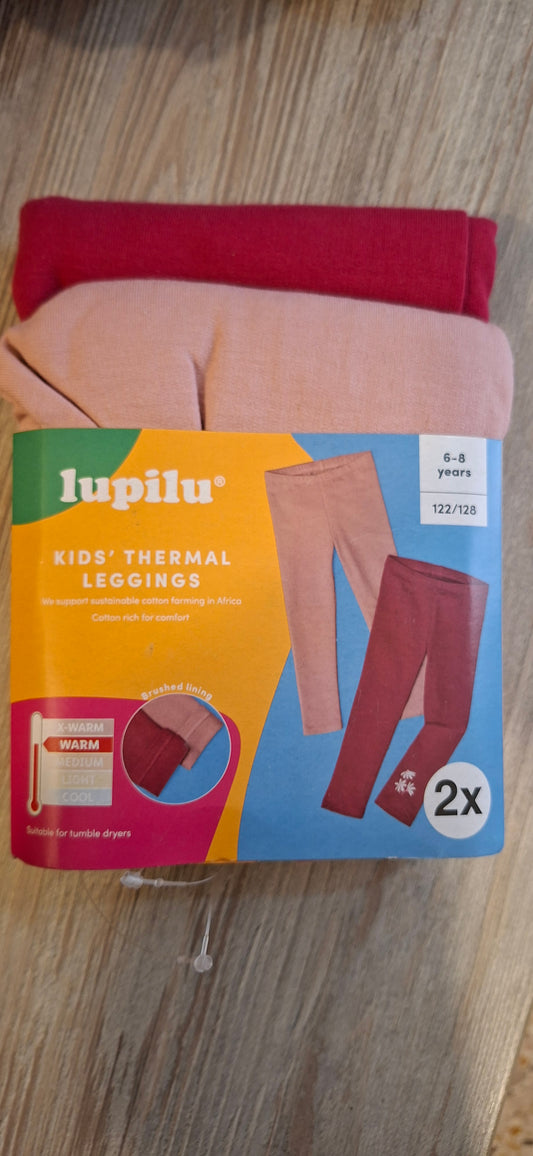 Lupilu Kids’ Thermal Leggings 2-Pack – Pink & Burgundy