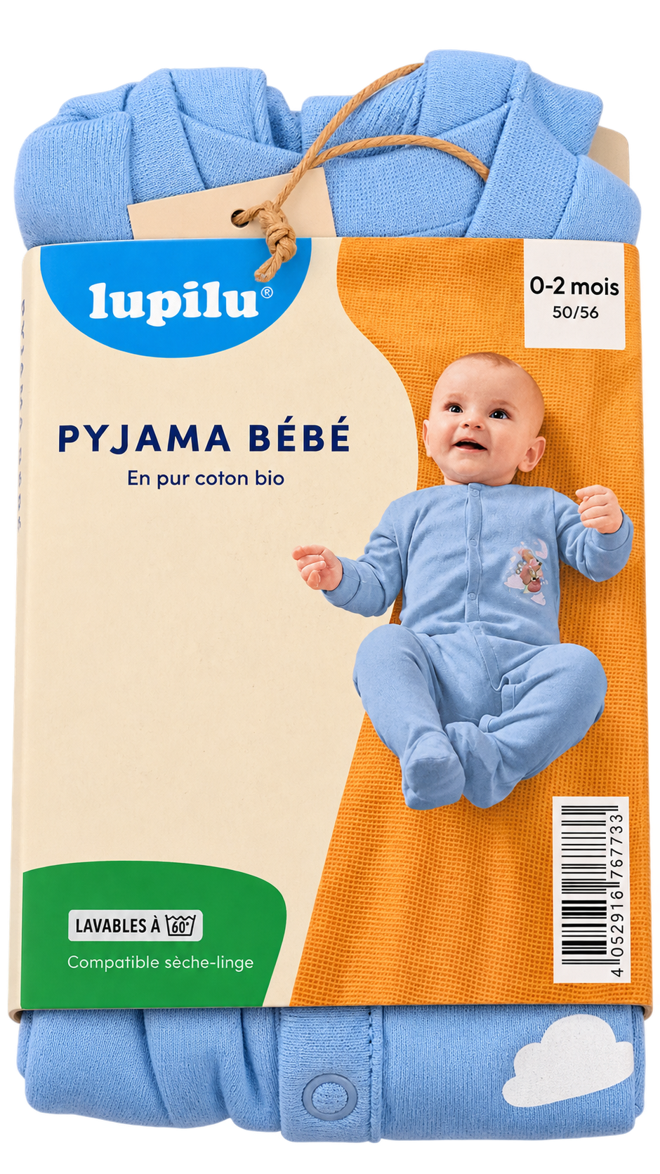 Lupilu Baby Organic Cotton Sleepsuit – Light Blue