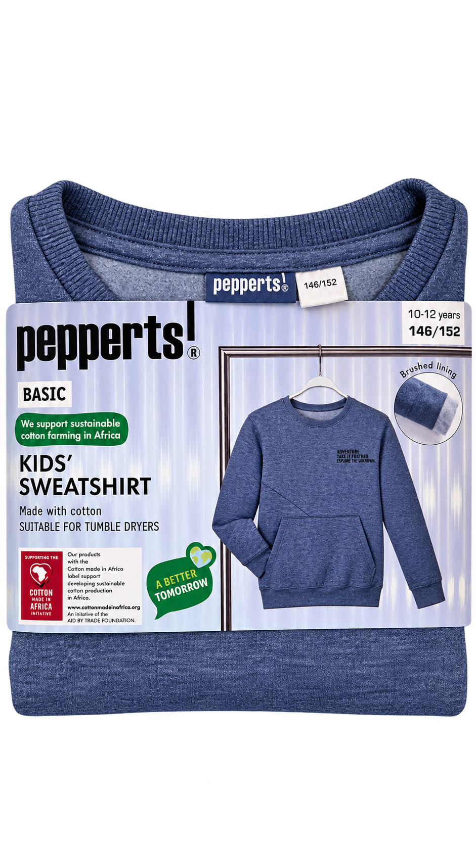 Pepperts Kids’ Sweatshirt – Blue(fleece inside)