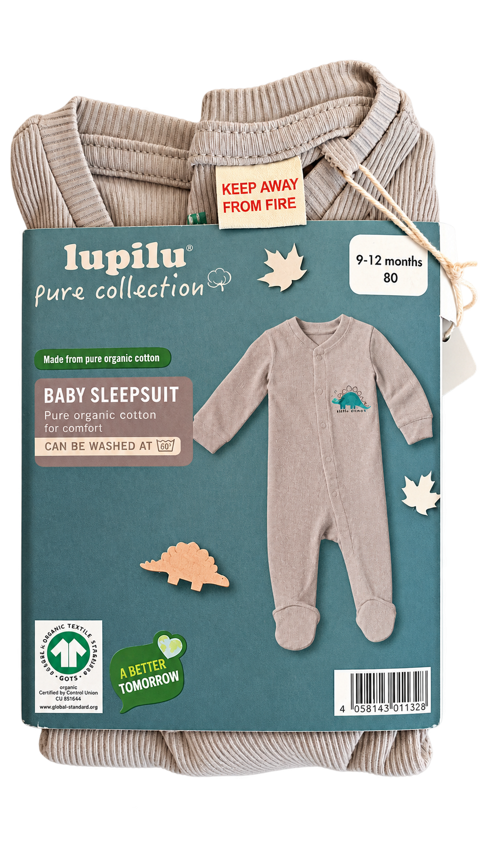 Lupilu Baby Organic Cotton Sleepsuit – Grey