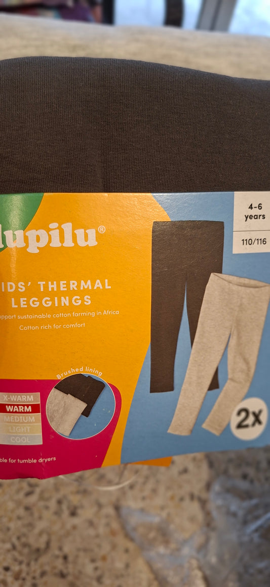 Lupilu Kids’ Thermal Leggings 2-Pack – Brown & Grey