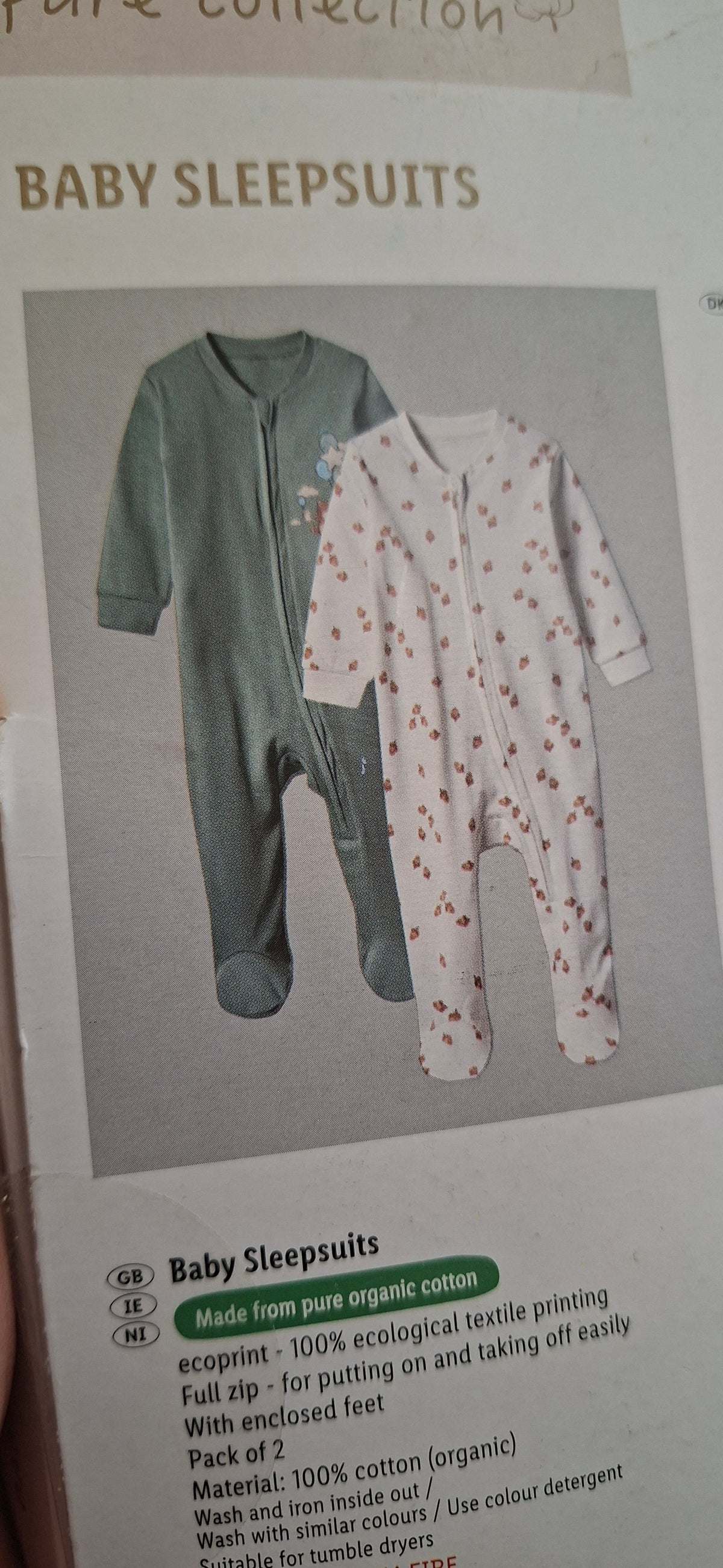 Lupilu Pure Collection Baby Sleepsuits – 2 Pack