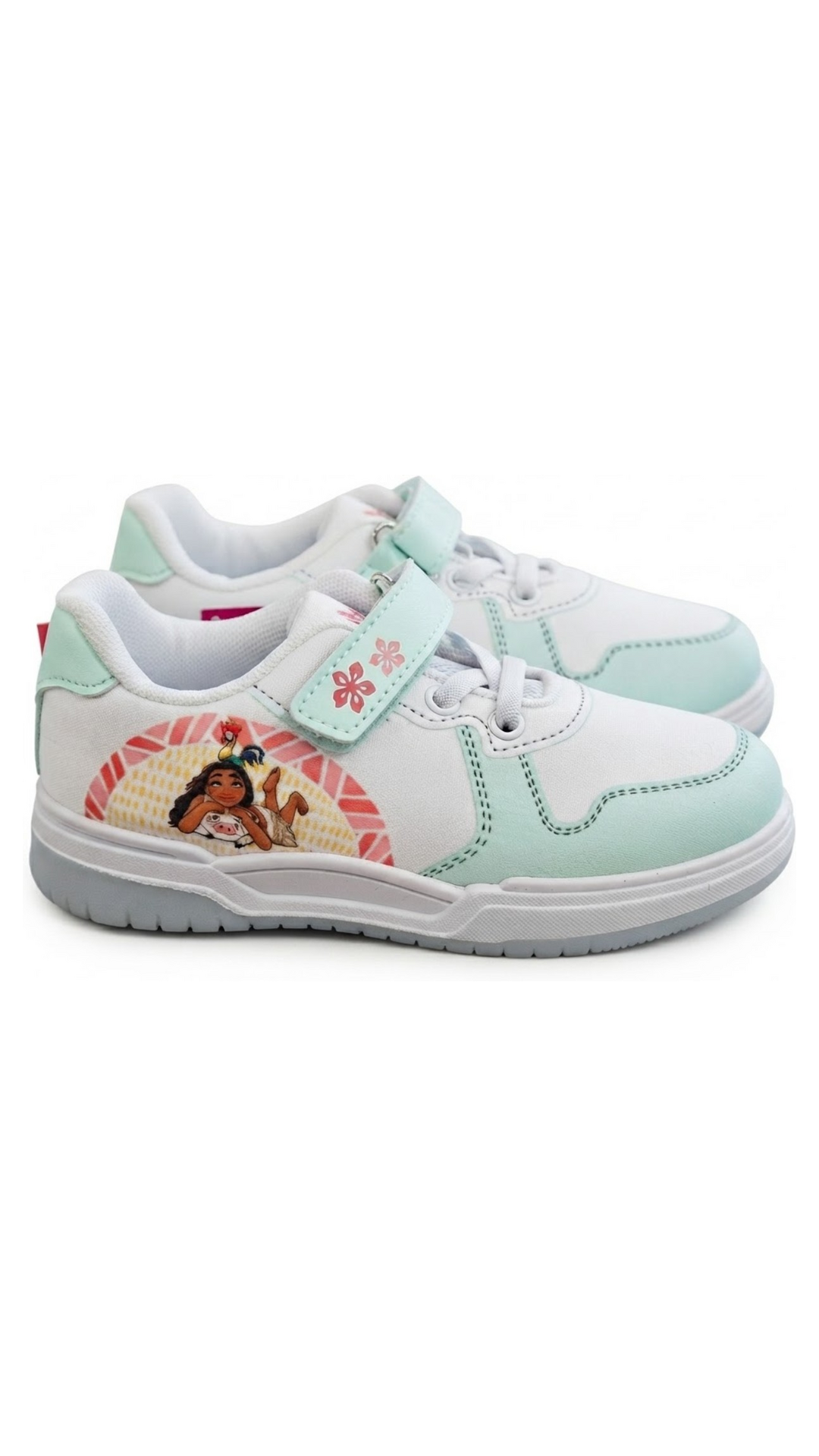 Kids’ Moana-Print Sneakers - White & Mint