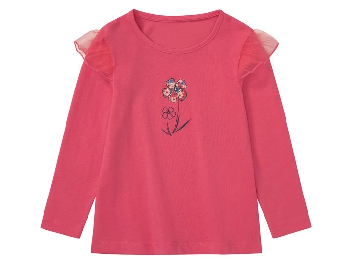 Lupilu Girls’ 2-Pack Long Sleeve Tops – Pink & White