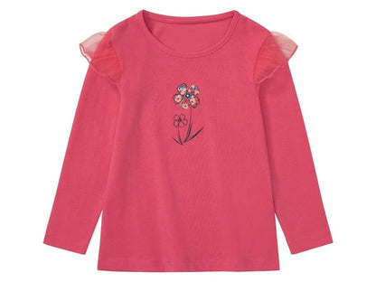 Lupilu Girls’ 2-Pack Long Sleeve Tops – Pink & White