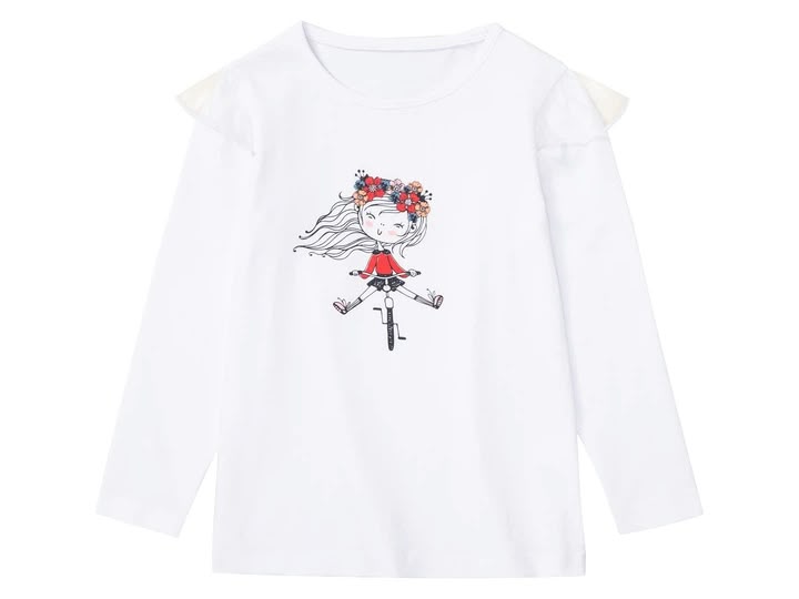 Lupilu Girls’ 2-Pack Long Sleeve Tops – Pink & White