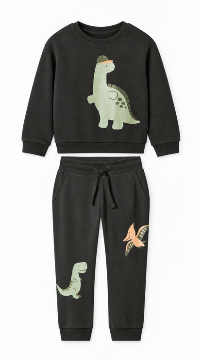 Lupilu Kids’ Dinosaur Sweat Set – Charcoal
