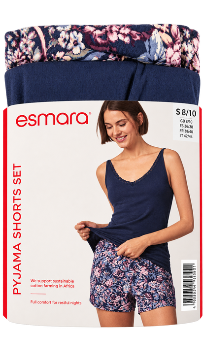 Esmara Women’s Pyjama Shorts Set – Navy Floral