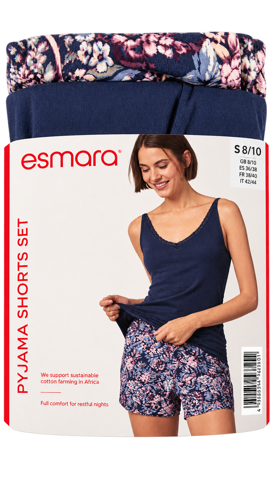 Esmara Women’s Pyjama Shorts Set – Navy Floral