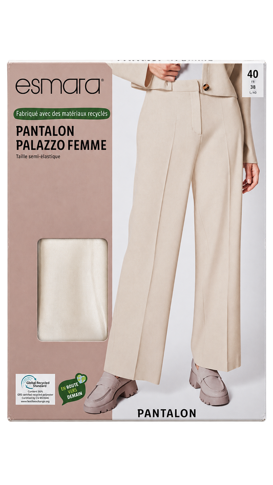 Esmara Women’s Palazzo Trousers – Beige (Slightly Sheer)