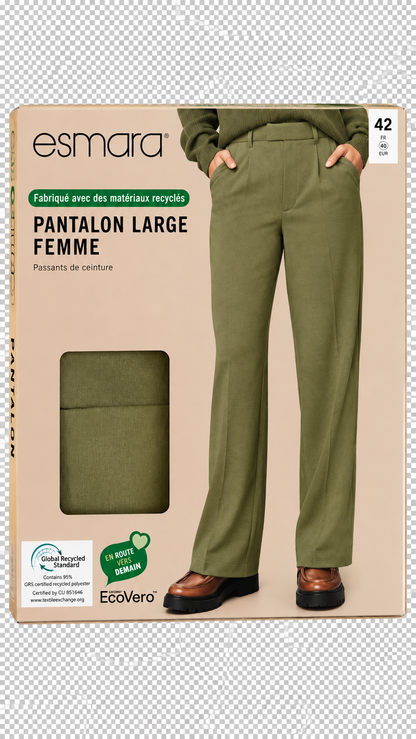 Esmara Women’s Wide-Leg Trousers – Olive Green