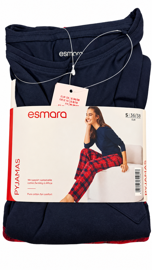 Esmara Women’s Pajama Set – Navy & Red Plaid