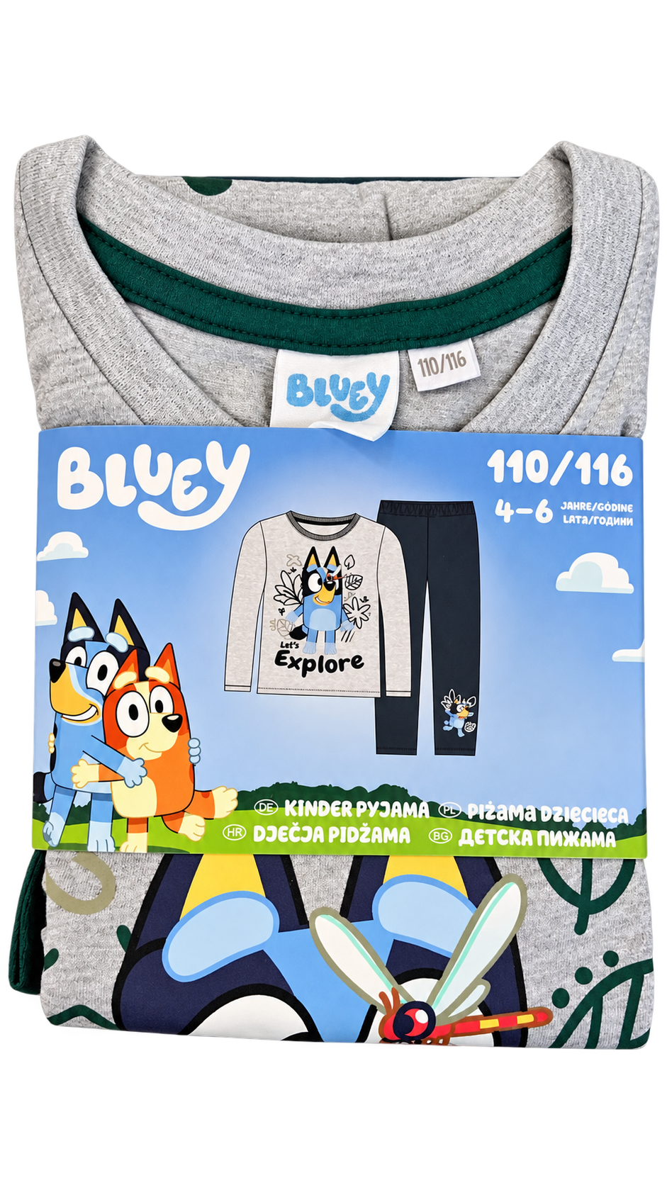Bluey Kids’ Pajama Set – Grey & Navy