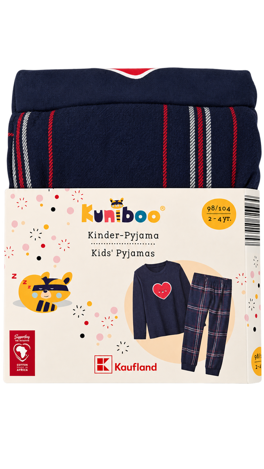 Kuniboo Kids’ Pajama Set – Navy & Plaid