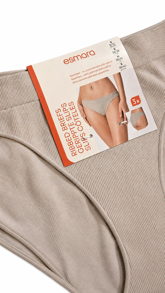 Esmara Women’s 3-Pack Ribbed Briefs - Beige