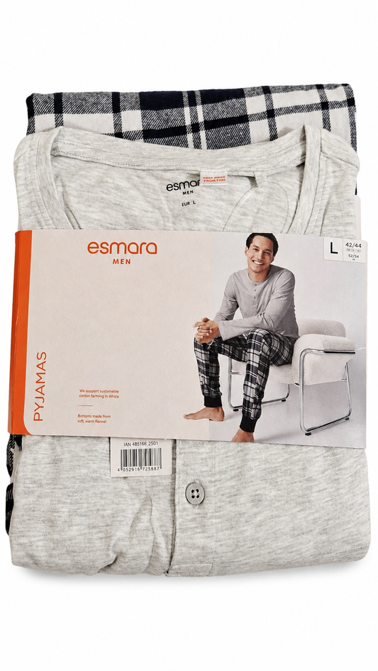 Esmara Men’s Pyjama Set - Grey Plaid