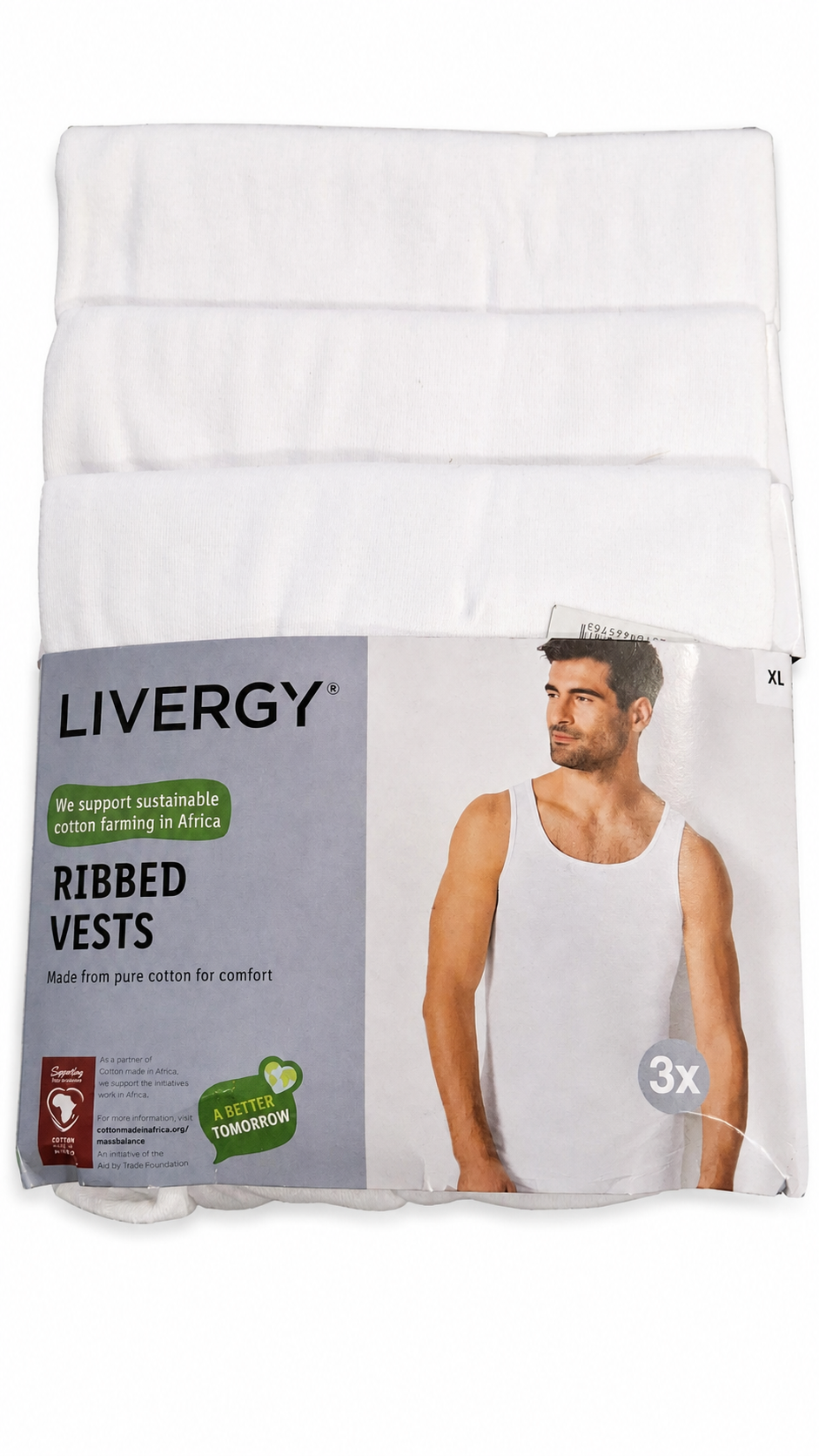 Livergy Men’s 3-Pack Ribbed Vests - White