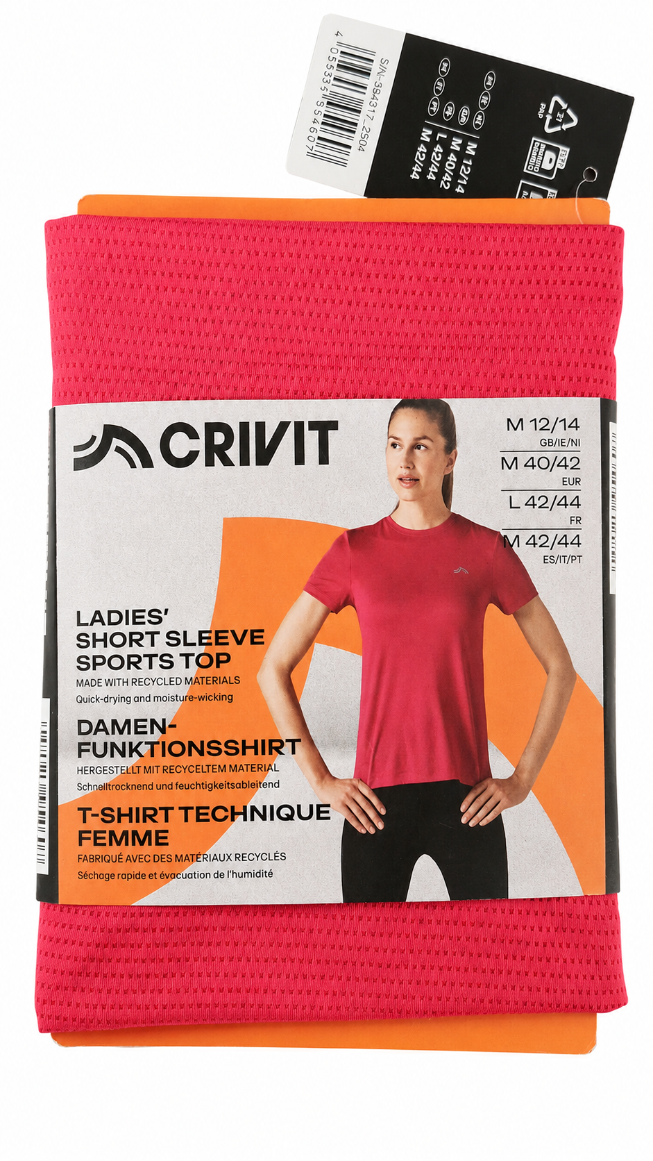 Crivit Ladies’ Short Sleeve Sports Top - Pink