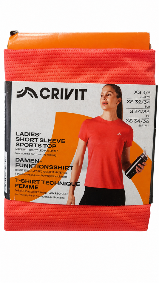 Crivit Ladies’ Short Sleeve Sports Top - Coral