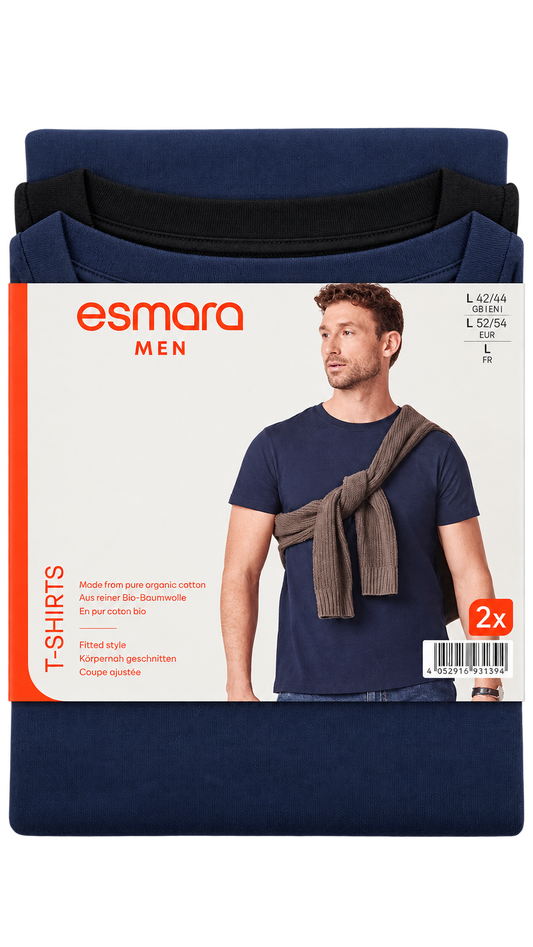 Esmara Men’s Organic Cotton T-Shirts – 2 Pack