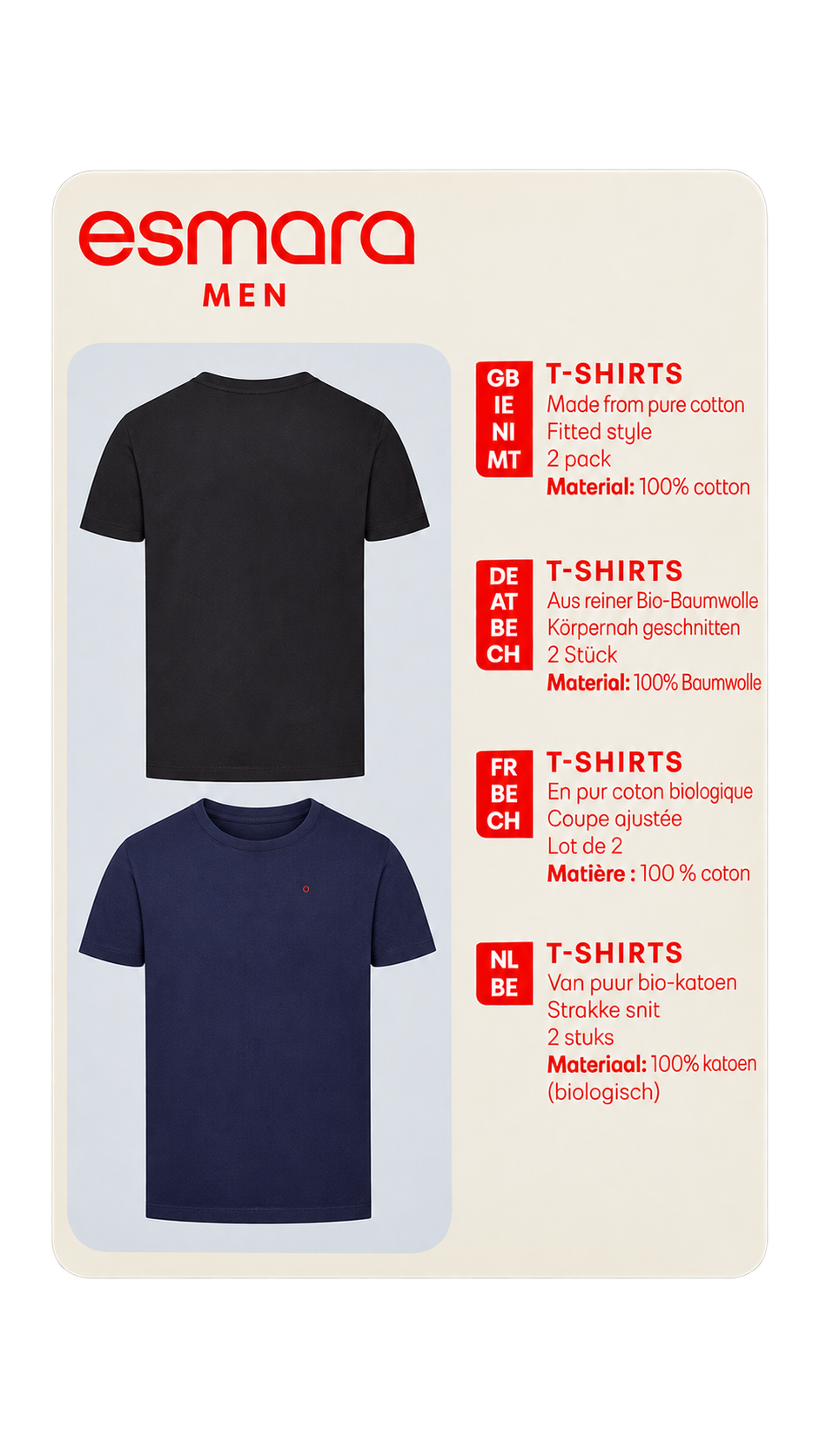 Esmara Men’s Organic Cotton T-Shirts – 2 Pack