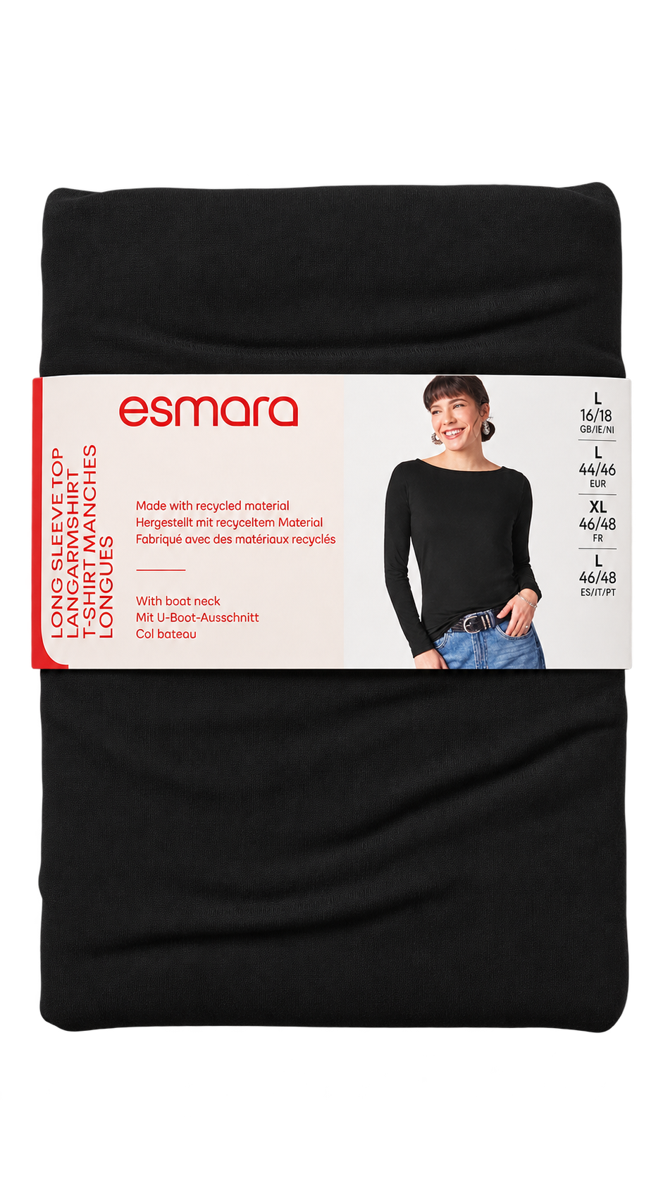 Esmara Women’s Black Long Sleeve Boat Neck Top