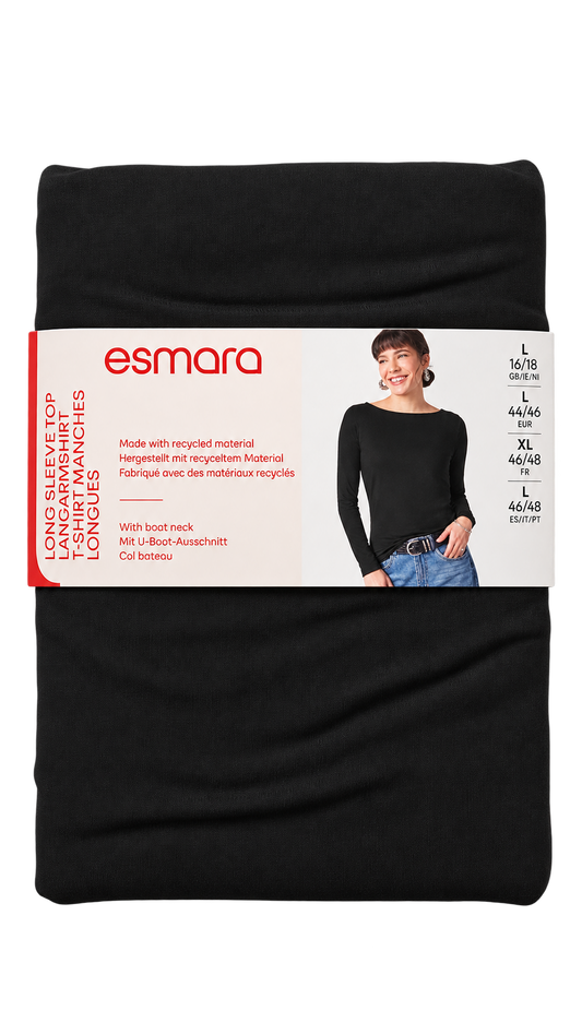 Esmara Women’s Black Long Sleeve Boat Neck Top