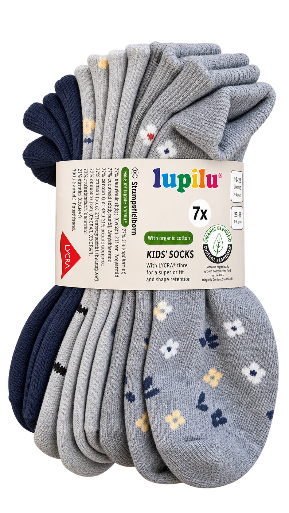Lupilu Kids’ Organic Cotton Socks – 7 Pack