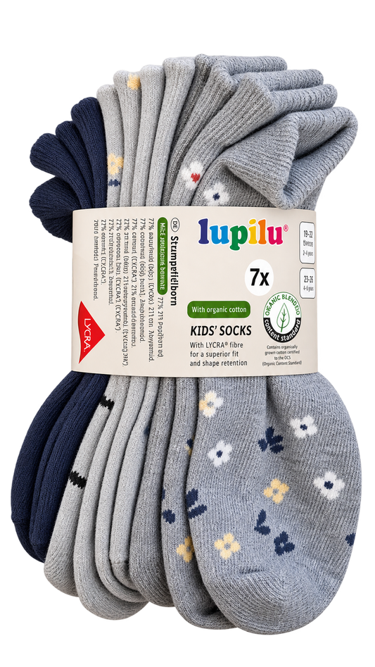 Lupilu Kids’ Organic Cotton Socks – 7 Pack