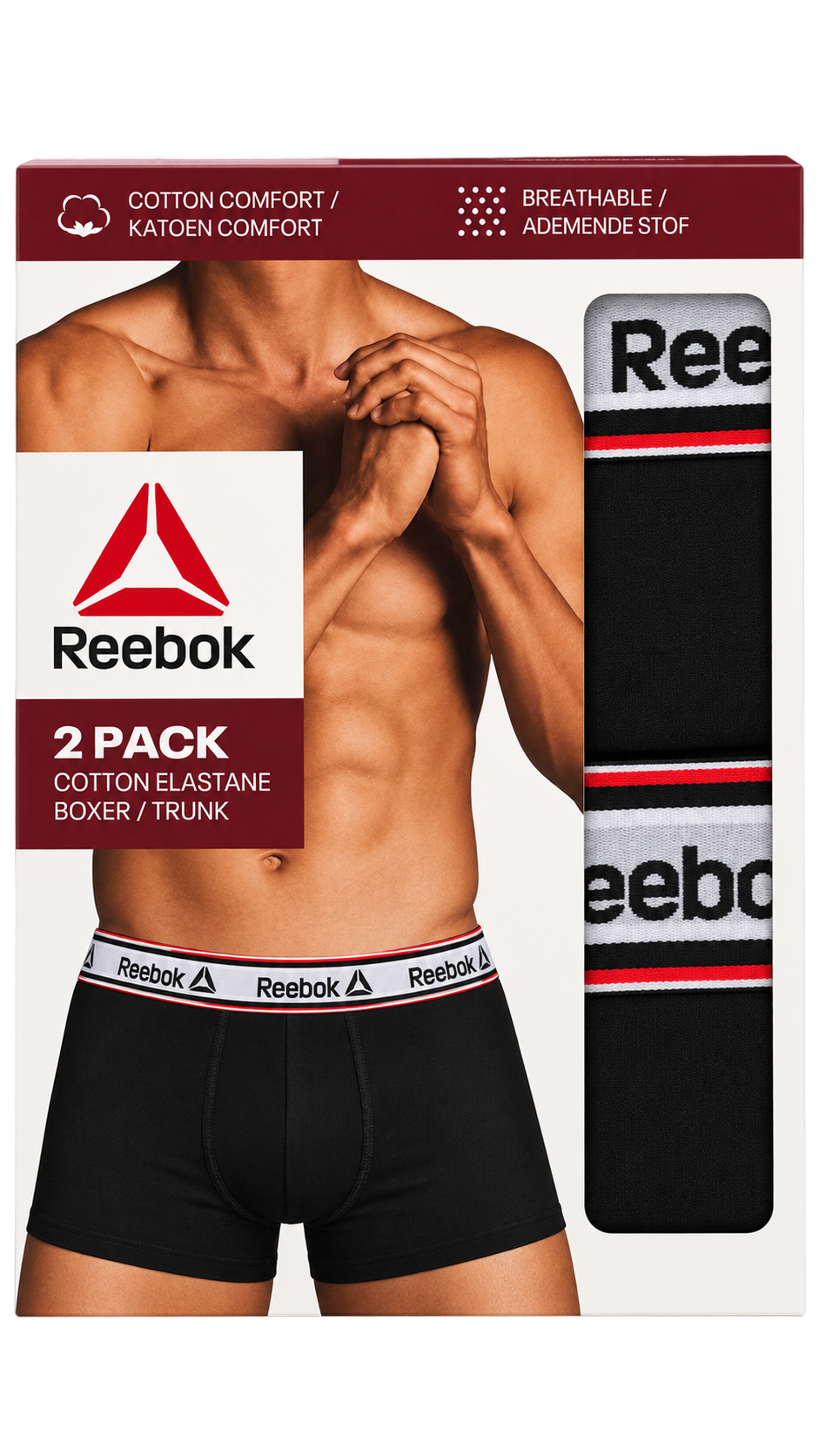 Reebok Men’s Boxer Trunks – 2 Pack