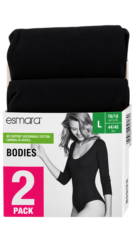 Esmara Women’s Black Bodysuits – 2 Pack