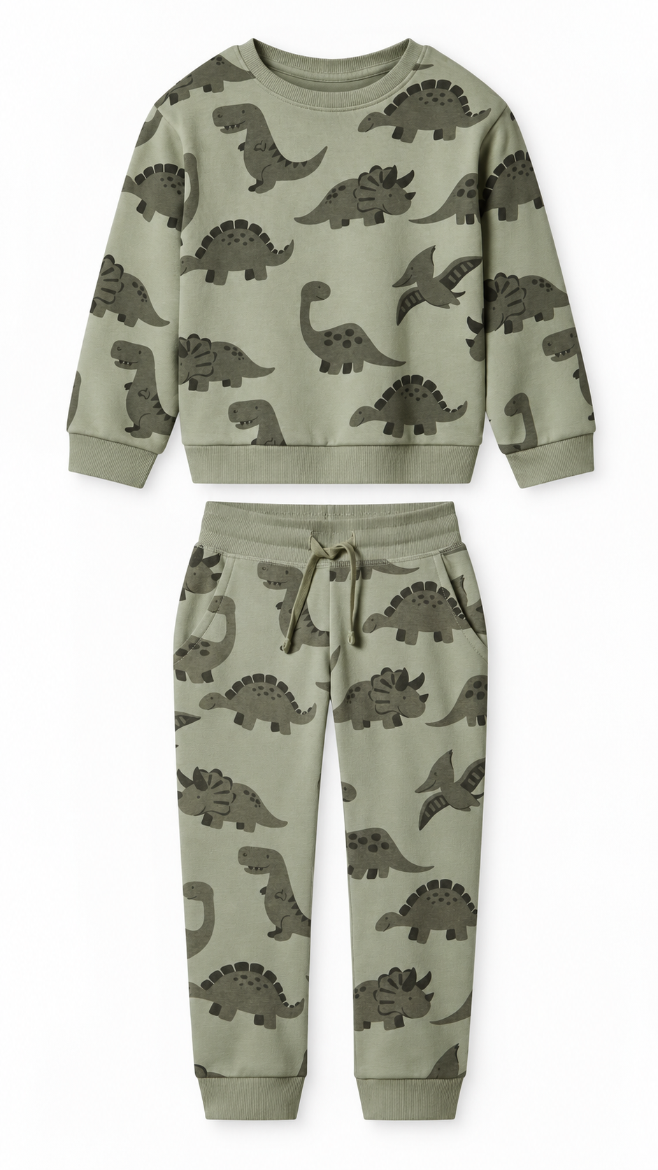 Lupilu Kids’ Dinosaur Sweat Set – Sage Green