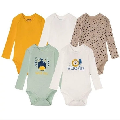 Lupilu Baby Long-Sleeve Bodysuits – 5 Pack