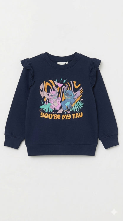 Disney Stitch & Angel Girls’ Sweatshirt – Navy