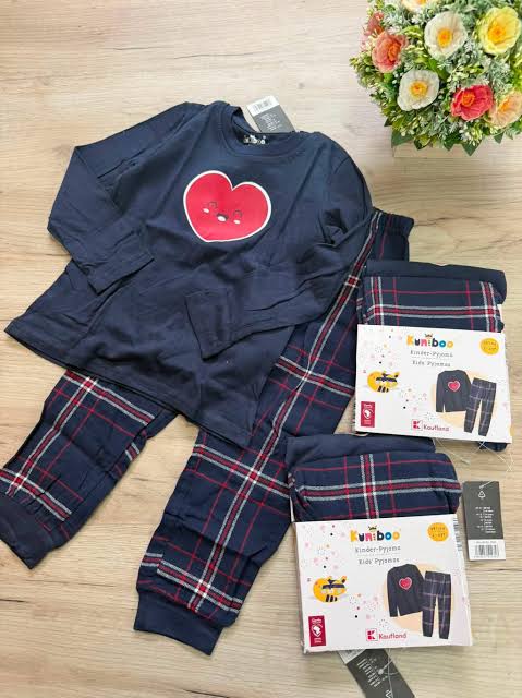 Kuniboo Kids’ Pajama Set – Navy & Plaid