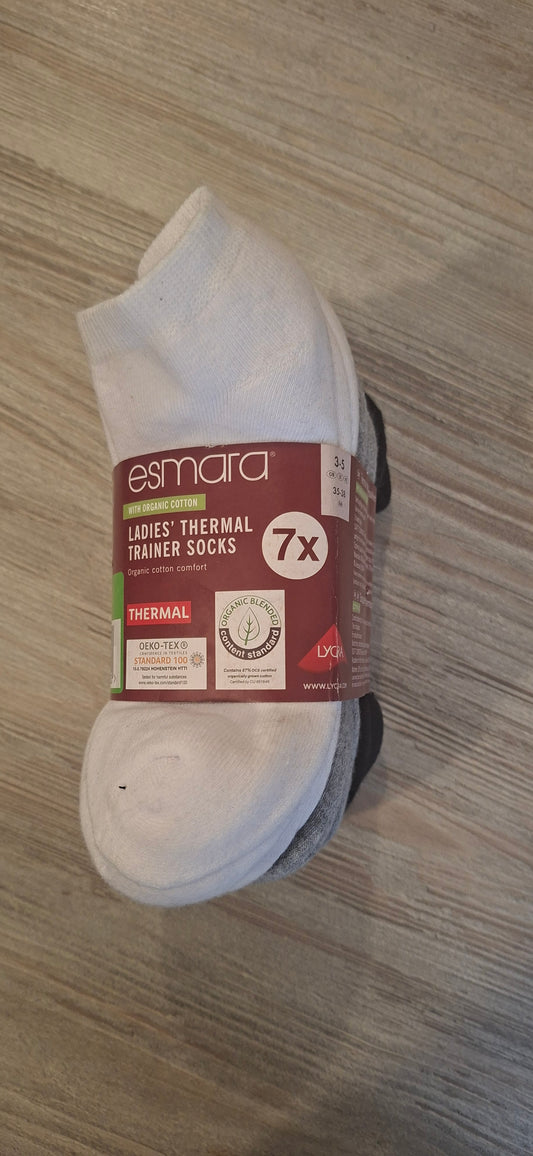 Thermal Sneaker Socks 7-Pack – White, Grey & Black