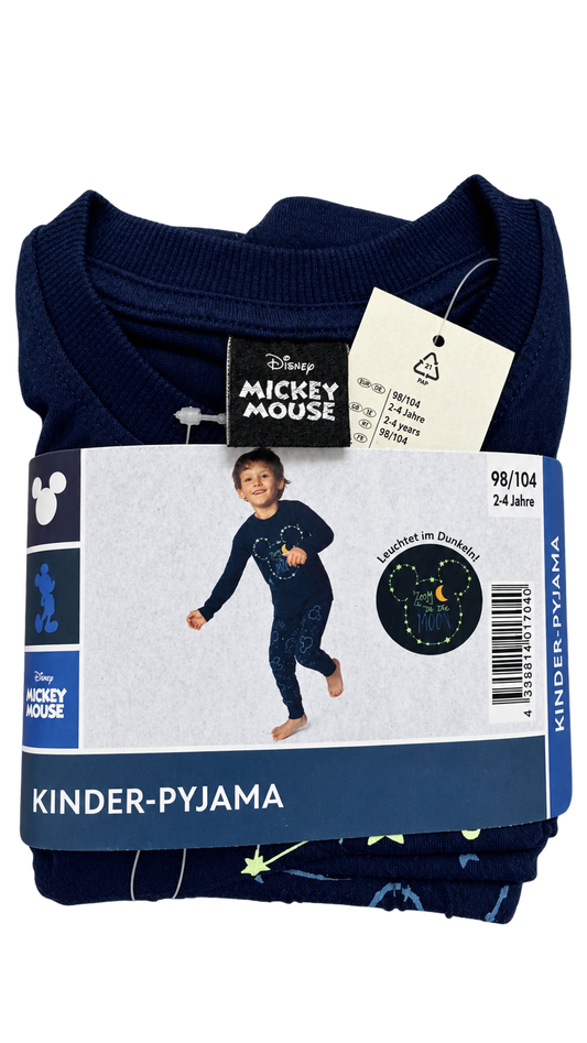 Disney Mickey Mouse Kids’ Glow-in-the-Dark Pyjama Set – Navy
