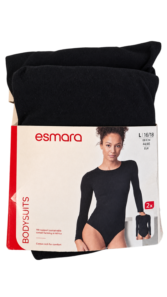 Esmara Women’s Long-Sleeve Bodysuits 2-Pack – Black