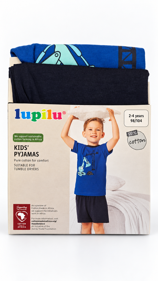 Lupilu Kids’ Construction Print Pyjama Set – Blue & Navy