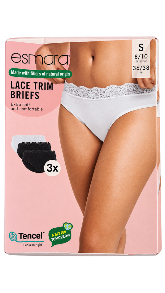 Esmara Women’s Lace Trim Briefs 3-Pack