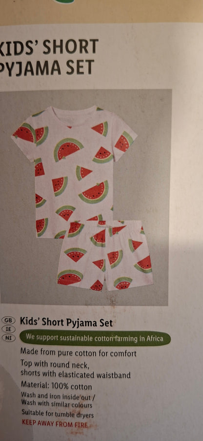 Lupilu Kids’ Watermelon Short Pyjama Set – White