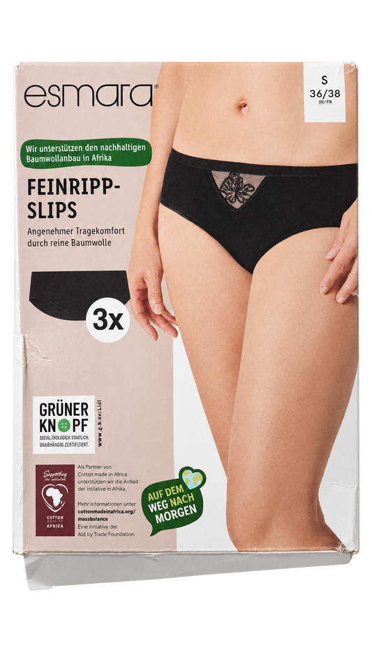 Esmara Women’s Cotton Briefs 3-Pack – Black