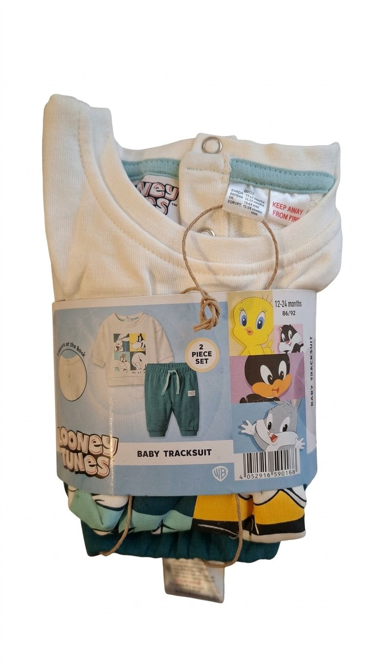 Looney Tunes Baby 2-Piece Tracksuit – Cream & Green