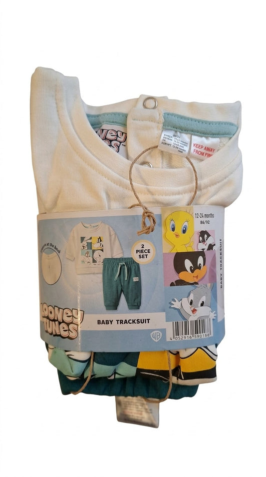 Looney Tunes Baby 2-Piece Tracksuit – Cream & Green